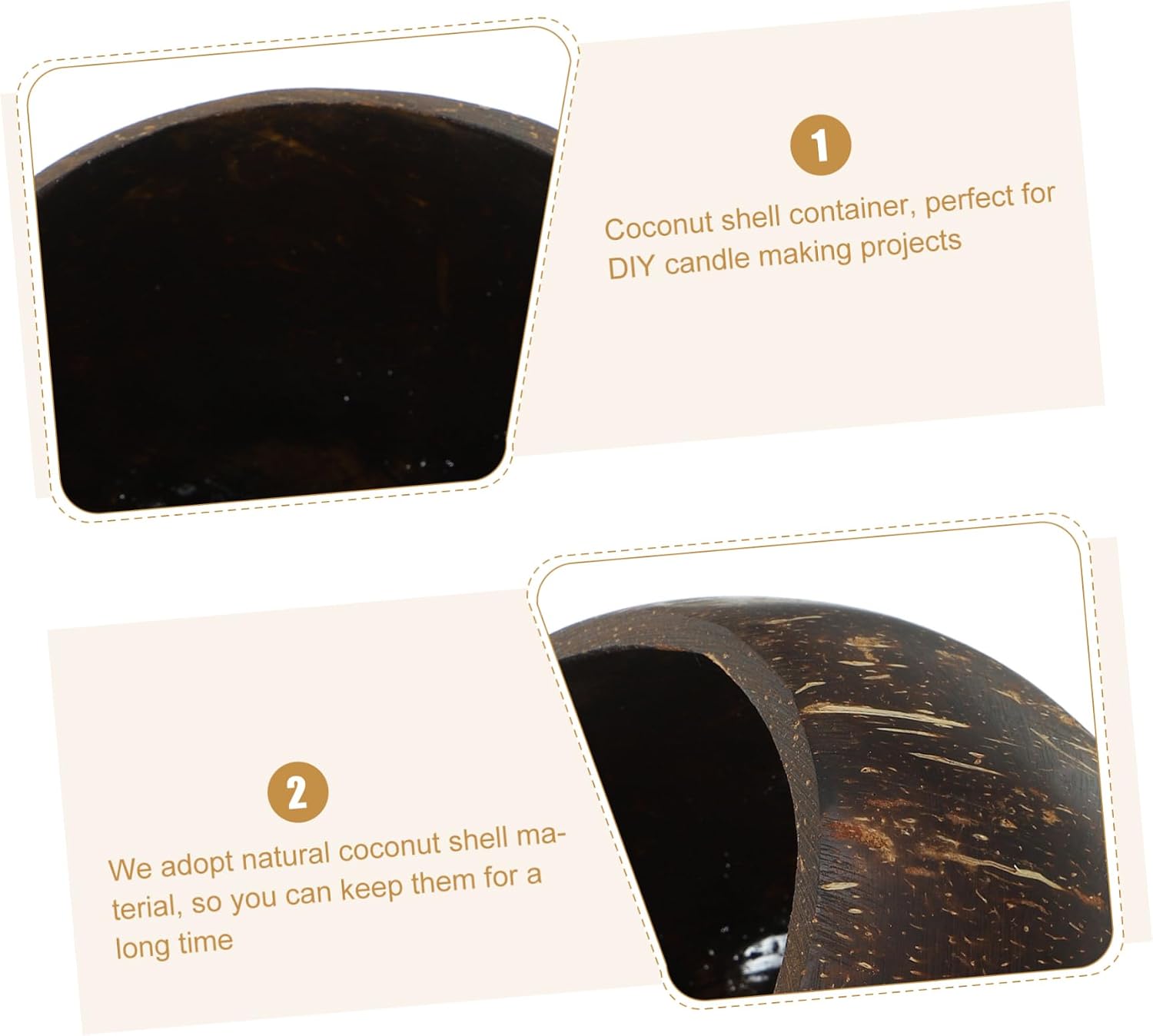 Coconut Shell Candle Holder for Projects Natural Wax Container Decorative Cup for Romantic Atmosphere and Special Occasions