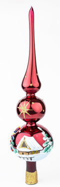 Vintage Glass Tree Topper Mouth Blown Christmas Tree Topper Finial Tree Topper Hand Decorated Made in Poland