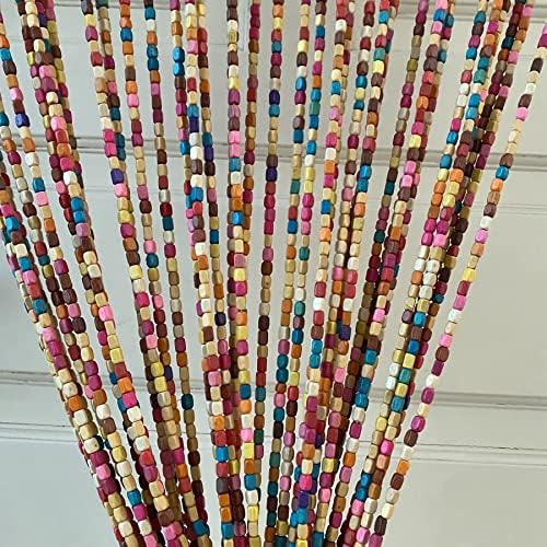 rainbow wooden bead curtain 36” x 79” –, main product view