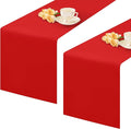 2 Pack Red Table Runner 12 x 72 Inch Solid Color Farmhouse Runners Coffee Table Dresser for Daily Party Home Decoration