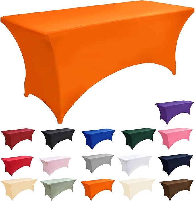 2-Pack 4ft Spandex Table Covers for Rectangular Folding Tables - Wrinkle Resistant Stretch Tight Table Cloths - Ultimate Fitted Table Protector for Parties, Banquet, and Wedding