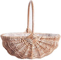 DULRLLY Handwoven Flower Basket with Handle, Willow Storage Basket Empty Wicker Picnic Basket with Plastic Insert, Easter Basket Wedding Flower Girl Baskets for Home Party Decor