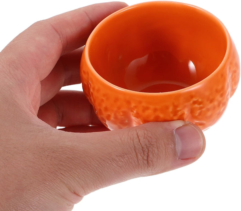Healifty Pumpkin Shaped Ceramic Candle Holder for Halloween and Fall Party Decor, Orange Aromatherapy Candle Cup with Unique Elegant Design, Sturdy Ceramic Material with High Temperature