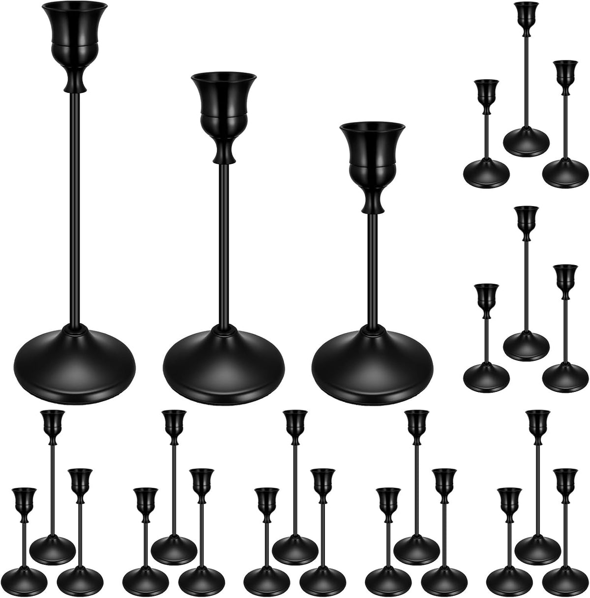24Pcs Brass Taper Candle Holders Set, Vintage Metal Candlestick Holders