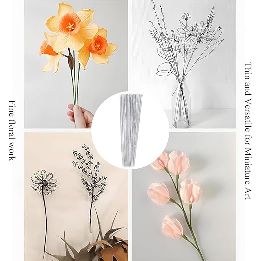 HAHIYO 22Gauge White Paper-Wrapped Metal Floral Wire 14 Inches(36cm), 70 Pack Flexible Paddle Wires Florist Wire Garden Wires for Craft Christmas Wreath Flower Arrangement Bouquet Wrapping Wedding DIY