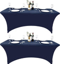 2-Pack 6ft Spandex Table Covers for Rectangle Standard Folding Tables - Wrinkle Resistant Stretch Tablecloths - Ultimate Fitted Table Protector for Parties, Trade Shows, Banquet