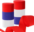 CC wonderland zone 6 Rolls Red Blue and White Crepe Paper Streamers for Independence Day,July 4th Party,Memorial Day,Veterans Day,Party Decoration