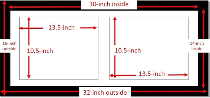 Creative Picture Frames 14X30Bk-W Black Horizontal Double Diploma Frame With 2 Opening White Mat, Holds 2-11X14-Inch Documents With Wall Hanger