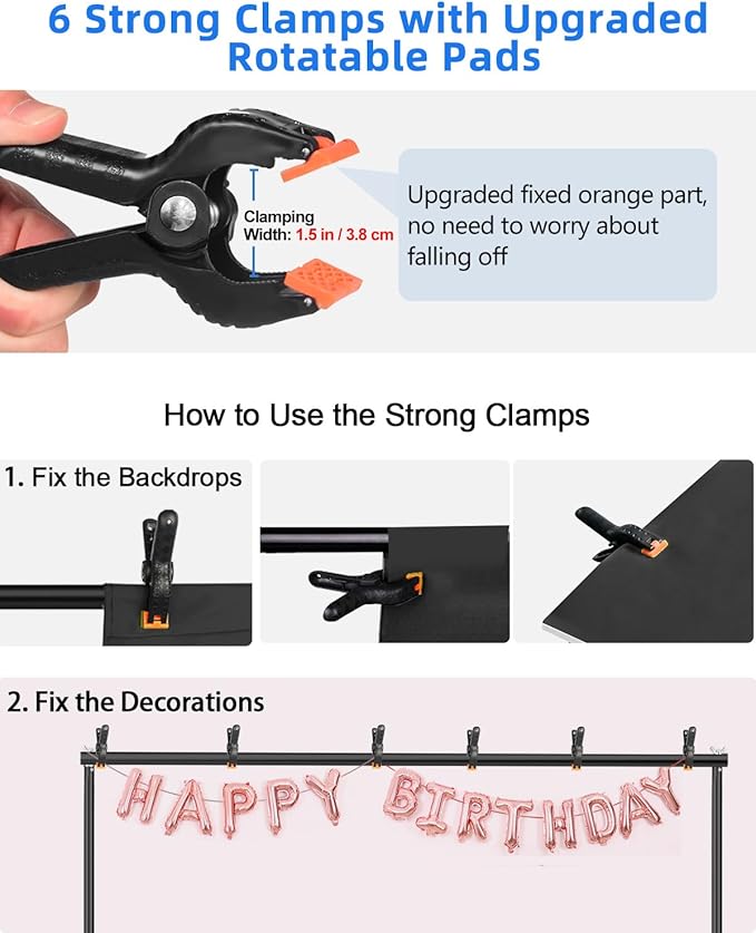 Hemmotop Backdrop Stand 10x8ft, Heavy Duty Photography Background Stand for Parties, Adjustable Photo Backdrop Stands Kit for Wedding, Photo Booth, Party, Decoration, Balloon, Projector Screen