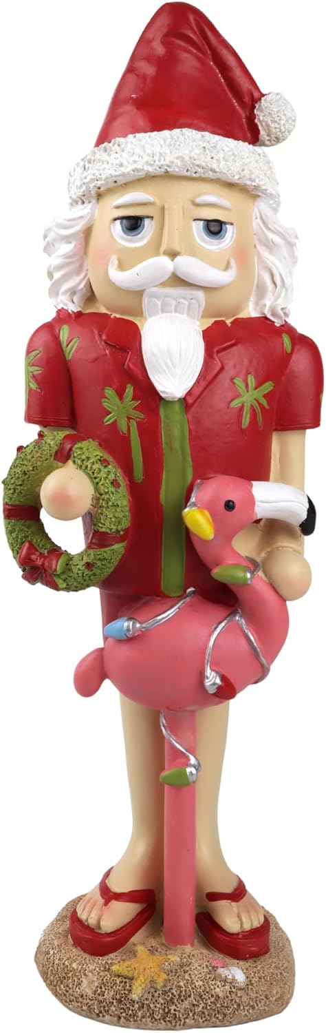 needzo tropical nutcracker figurine, beach themed christmas santa, main product view