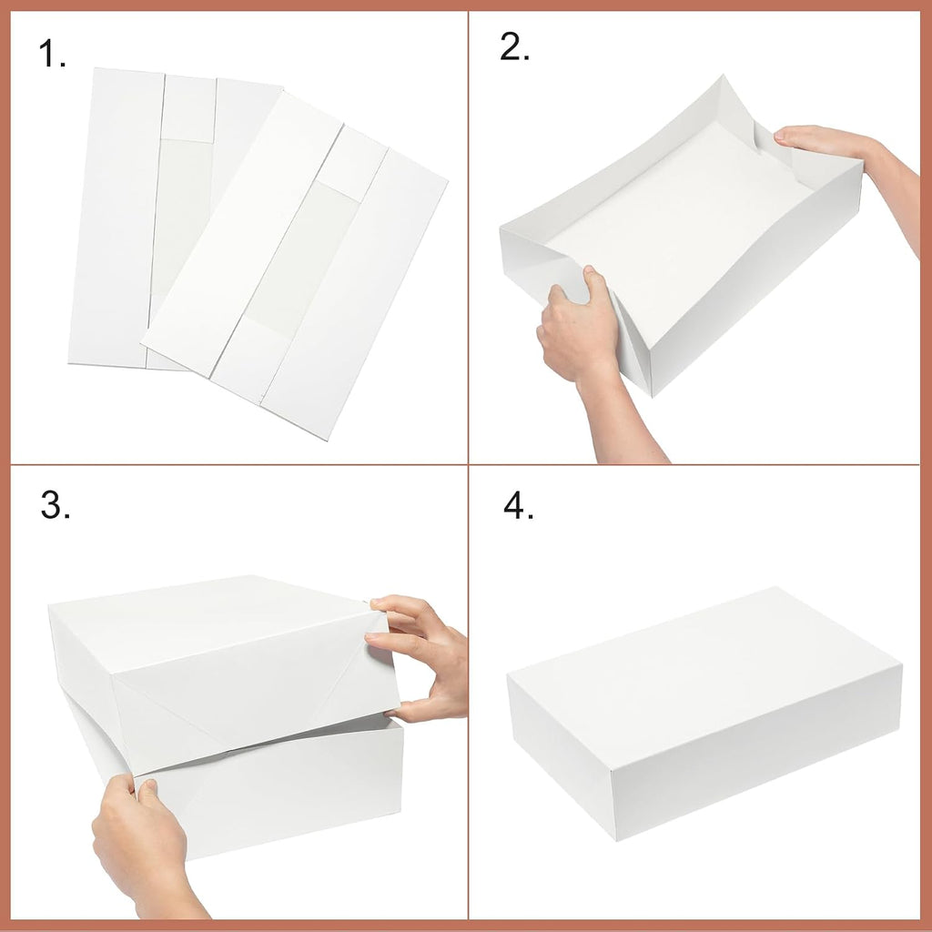 Mefleet 12 Pack Gift Boxes with Lids Assorted Sizes - 6 Large 17" (4" Deep) & 6 Medium 14" (2" Deep) White Shirt Clothes Robe Sweater Box for Wrapping Christmas Presents, Holidays Gift