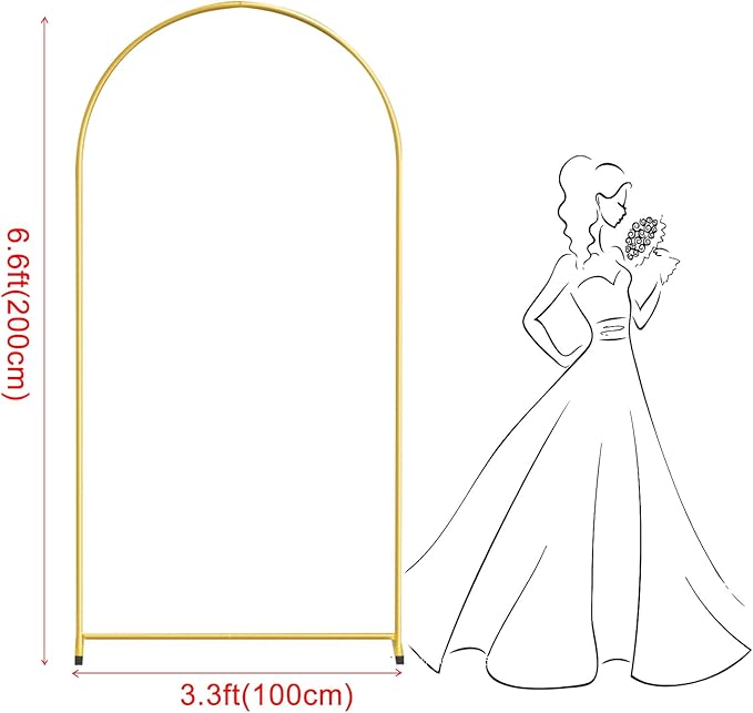 6.6FT Gold Metal Arch Backdrop Stand, Square Balloon Arch Stand Wedding Frame for Birthday Party, Baby Shower, and Ceremony Decoration