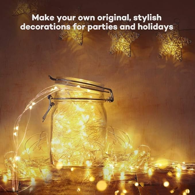 24 Pack Fairy Lights Battery Operated [3 Modes] 7ft 20 LED Mini Twinkle String Lights Waterproof Silver Wire Firefly Starry Lights for Wedding Party Mason Jars Christmas Decorations, Warm White