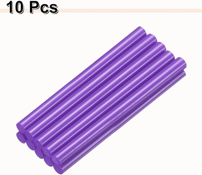 HARFINGTON 10pcs Hot Glue Sticks 0.43" Dia x 5.91" Long EVA Mini Hot Melt Adhesive Glue Stick for Hot Melt Gun Wood Plastic Glass Flowers Fabrics Foam, Purple
