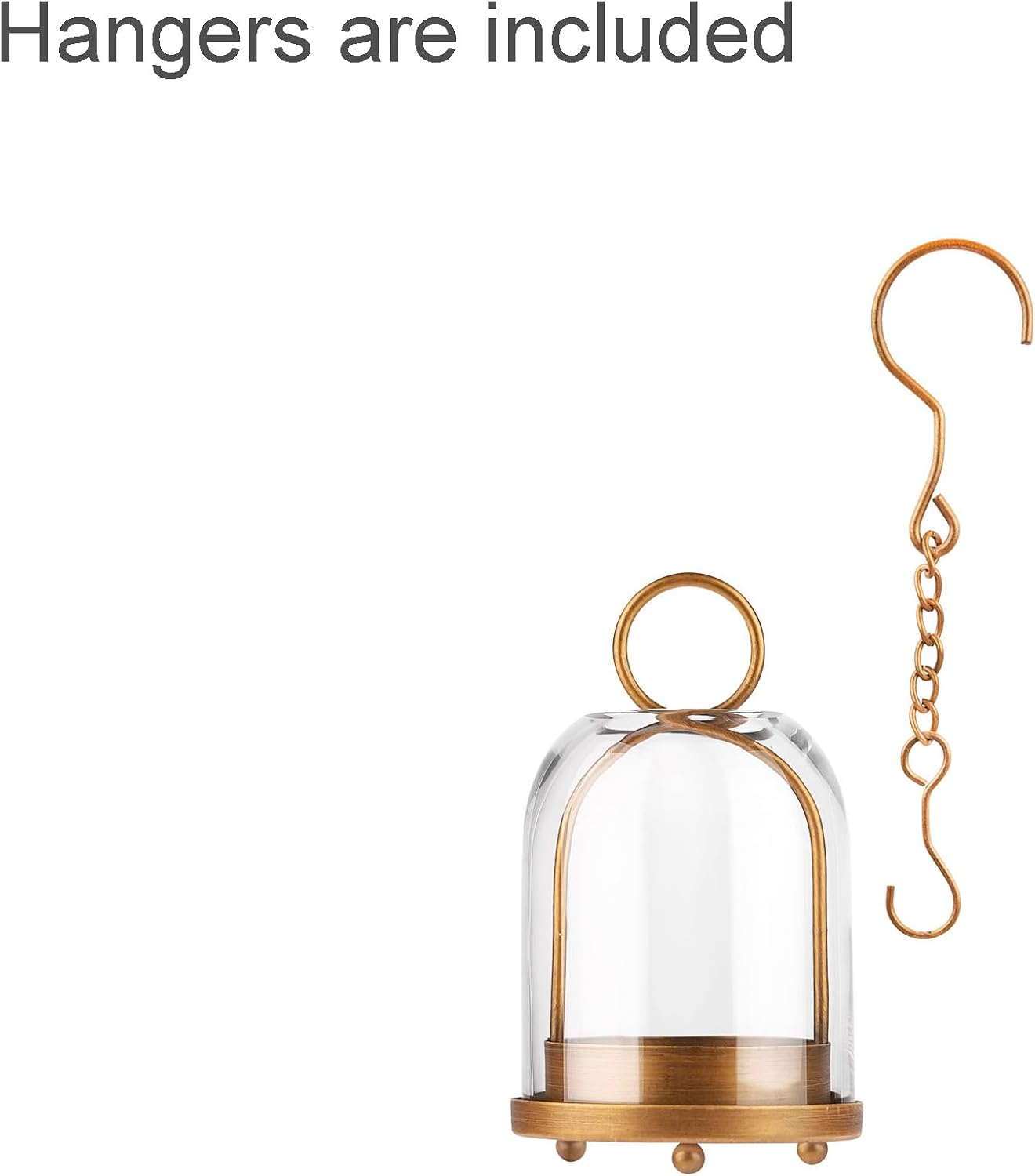7.5" High Versatile Modern Metal Hurricane Lantern with Handmade Sturdy Glass Dome in Vintage Brass for 2" Pillar Candle & Plants, Industrial, Farmhouse, Shabby Chic (Brass, 4" x7.5 for 2" Pillar)