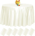 fani 6 Pack 120 Inch Ivory Round Tablecloth - Premium Silky Satin Tablecloth Overlay Smooth Fabric Table Cover Linens, Table Decoration for Wedding Party Banquet Events Restaurant Kitchen Dining