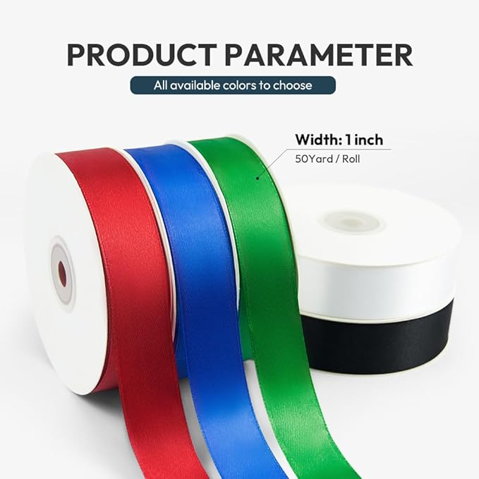 KMER LIFE 1 inch Wide x 50 Yards Royal Blue Single Faced Polyester Satin Ribbon, Royal Blue Satin Ribbon Perfect for Wedding Decor, Wreath, Crafts, Gift Wrapping & Other Projects (Royal Blue)