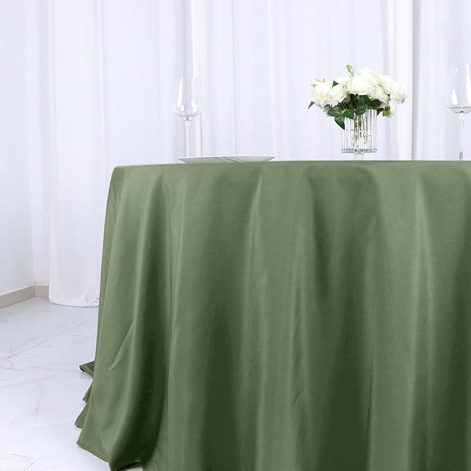 Efavormart Round Tablecloth, 132 Inch Stain & Wrinkle Resistant Washable Table Cloth, Decorative Polyester Fabric Table Cover for Banquet, Wedding, Dining- Olive Green