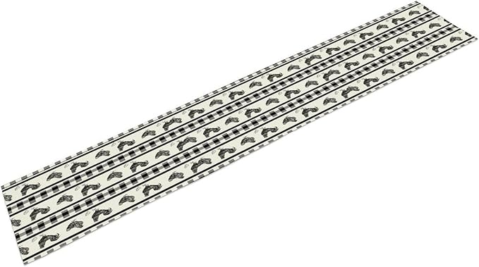 Rooster Table Runner,Farmhouse Animal Vintage Chicken Black White Plaid Check Tablecloth Burlap for Hotel Indoors Outdoor Dining Room Kitchen Home Decor,W13X L36 in