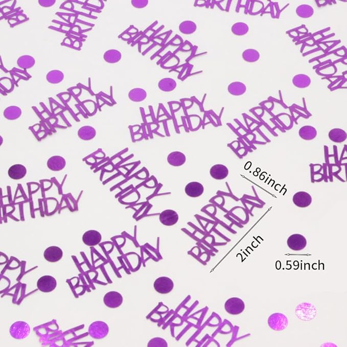 Birthday Confetti - Purple Happy Birthday Decorations, 270 Pcs