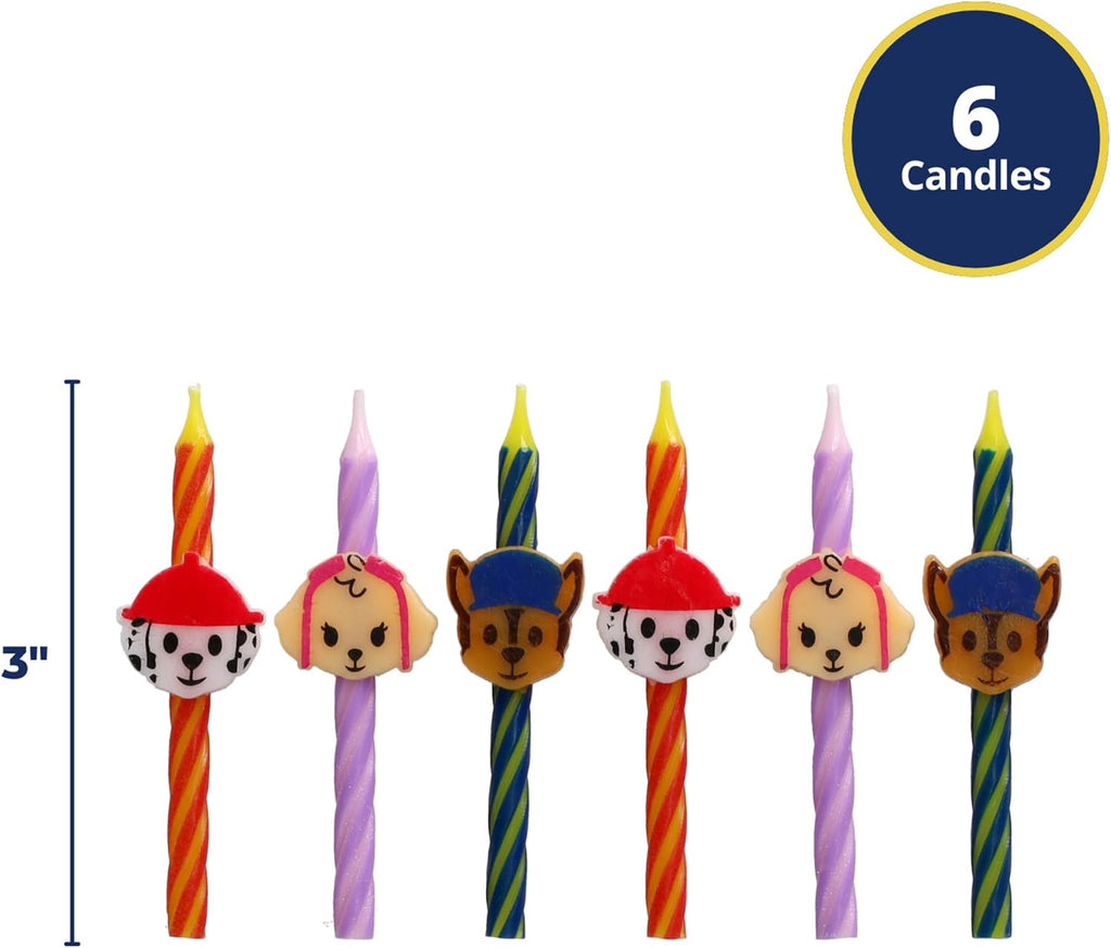 PAW Patrol Birthday Cake Candles | 6 Birthday Candles for Cake Decorations, Red, Pink, Blue Candles Featuring Chase, Marshall, Skye | Cake Toppers for PAW Patrol Party
