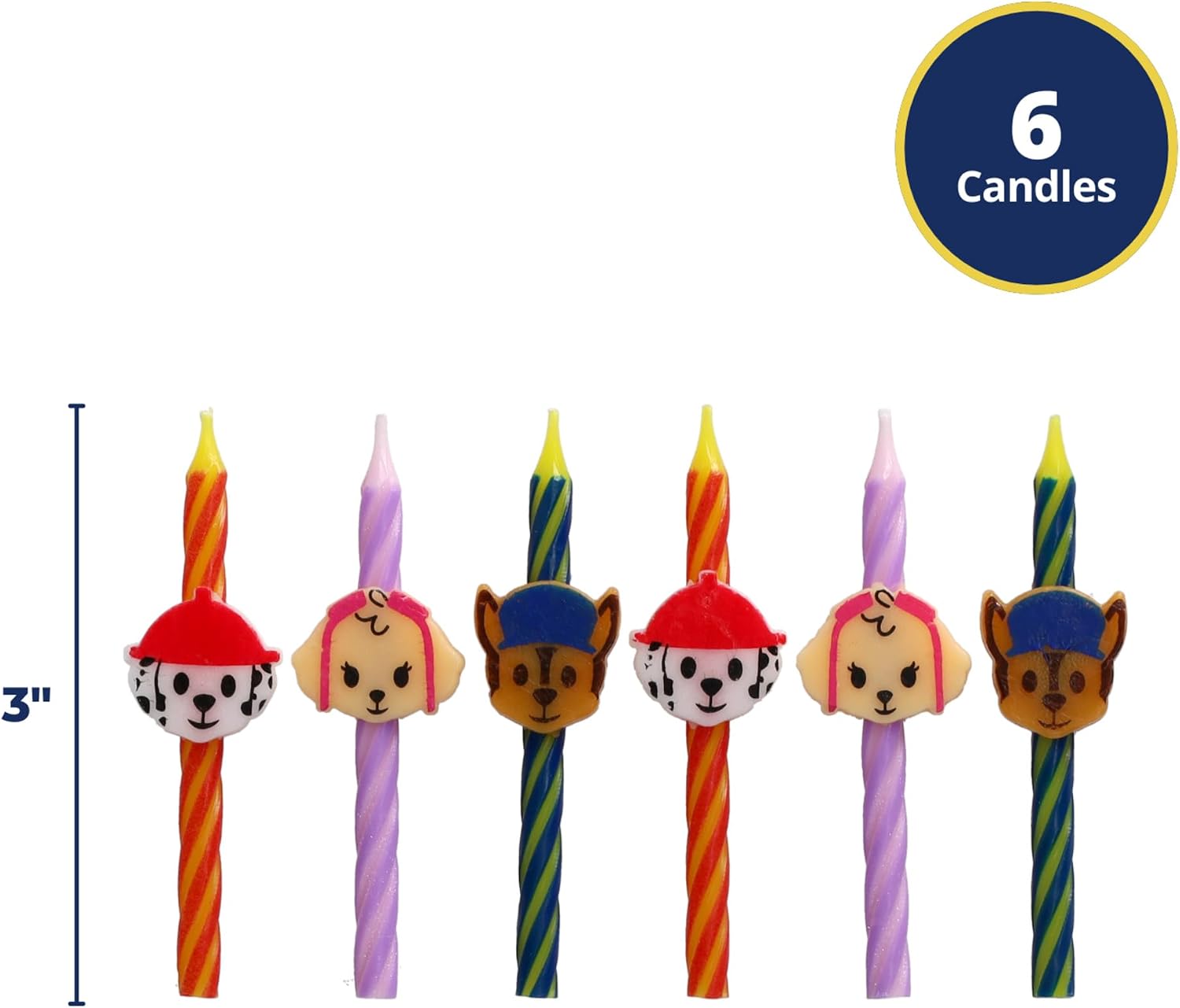 PAW Patrol Birthday Cake Candles | 6 Birthday Candles for Cake Decorations, Red, Pink, Blue Candles Featuring Chase, Marshall, Skye | Cake Toppers for PAW Patrol Party