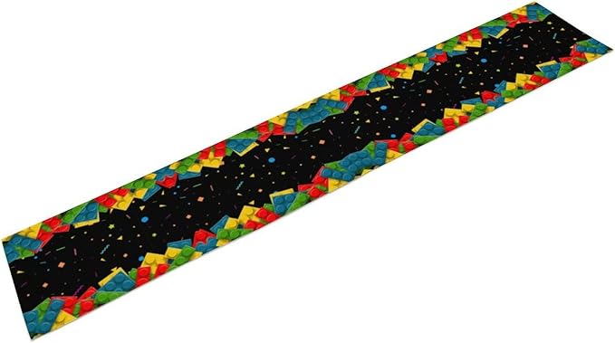 Building Blocks Table Runner Party Celebrating Colorful Blocks Table Runner for Kids Teens Bedroom Living Room Kitchen Birthday Party Decor Table Runner 13x90 Inch