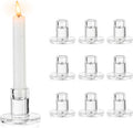 NUPTIO Glass Candle Stick Holder: Set of 10 Clear Small Taper Candlestick Holders for Tapered Candles Bulk Crystal Short Tapers Candlesticks Candleholder for Dining Table Fireplace Mantle Decor