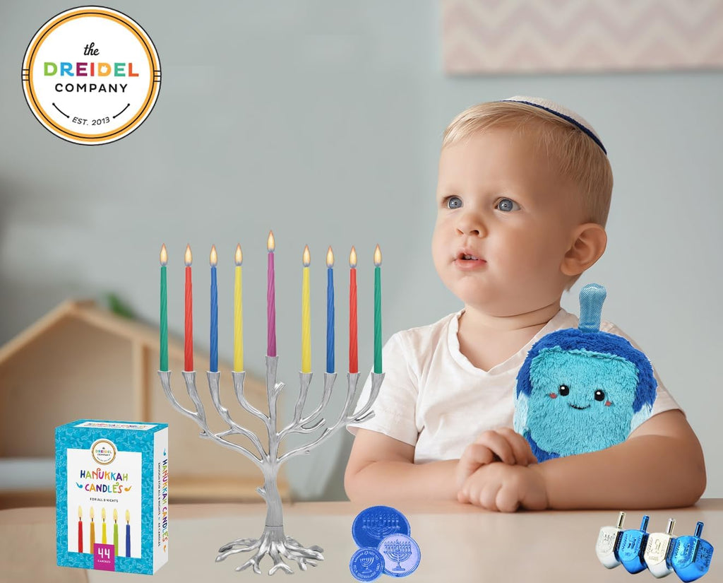 The Dreidel Company Menorah Candles Chanukah Candles 44 Colorful Hanukkah Candles for All 8 Nights of Chanukah Standard Size Fits Most Menorahs