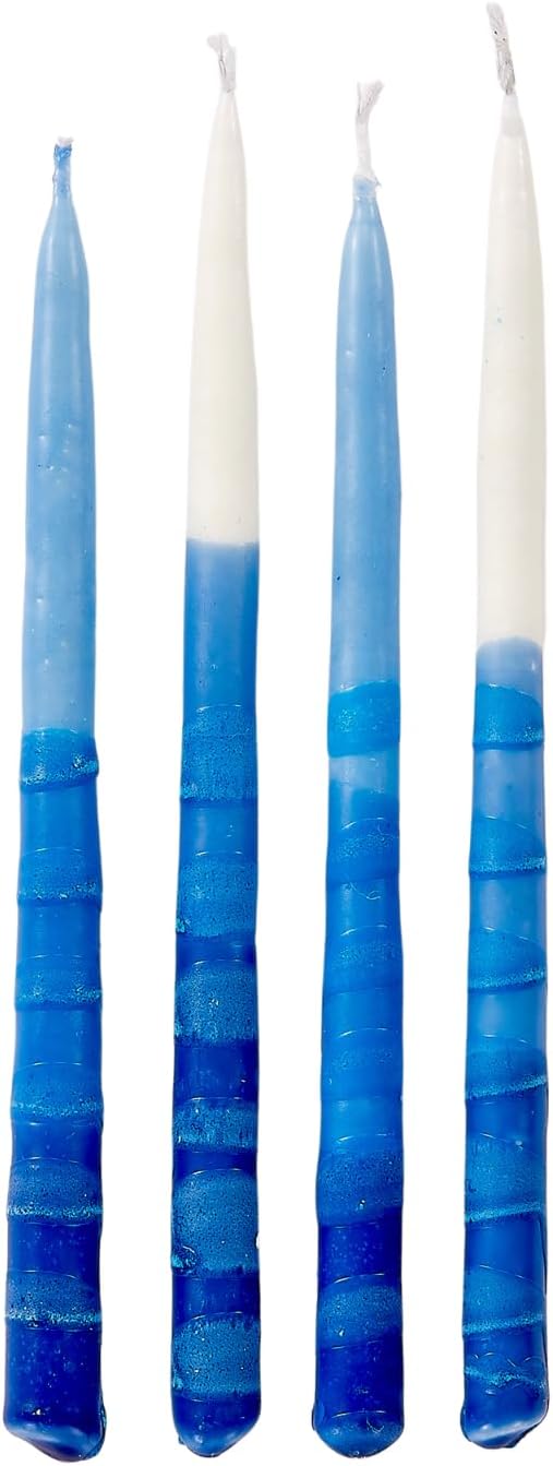 Dripless Hanukkah Candles | Tapered Pastel Blue & White Chanukah Bulk Candles Value 45 Pack | Standard Size Menorah Premium Quality Wax Jewish Holiday Party Favors Gifts, Decorations for All 8 Nights