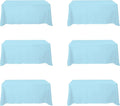 BRILLMAX 6 Pack Light Blue Tablecloths for 6 Foot Rectangle Tables 90 x 132 Inch - 6ft Rectangular Bulk Linen Polyester Fabric Washable Cloth Cover for Wedding Reception Banquet Birthday Party