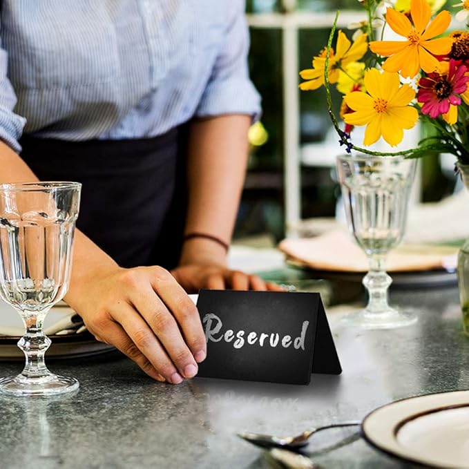 30 Pack Chalkboard Table Tents 4x3 – Reusable Food Labels for Buffet, Bakery, Catering & Party Displays – Plastic Standing Chalkboard Tags & Tabletop Signs