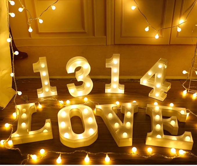 MUMUXI Marquee Light Up Letters | Large Light Up Numbers | Battery Powered and Bright with Every Letter of The Alphabet | for Wedding, Birthday, Party, Celebration, Christmas or Home Decoration (7)