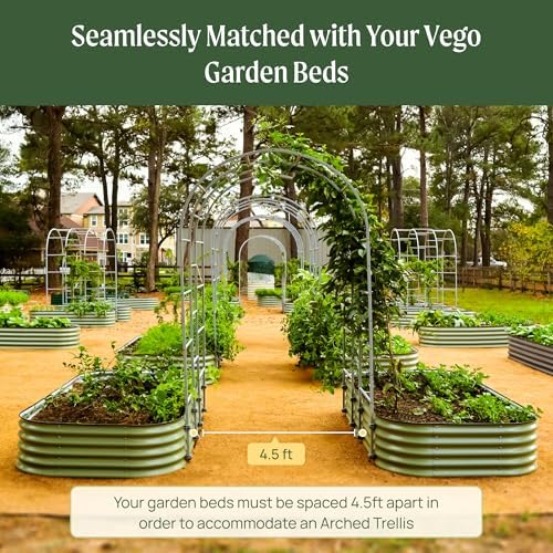 vego garden modular arched trellis system 4.5' long, front angle view