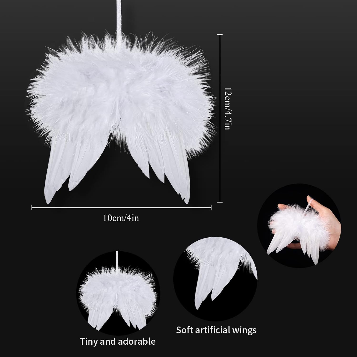 Sratte Christmas Angel Gnomes Treetop 23 Inch White and Silver Gnome Tree Topper and 24 Pcs 4.72 x 4.6 Inch Angel Feather Ornament Plush Christmas Tree Mantel Table Decorations for Xmas Winter Holiday
