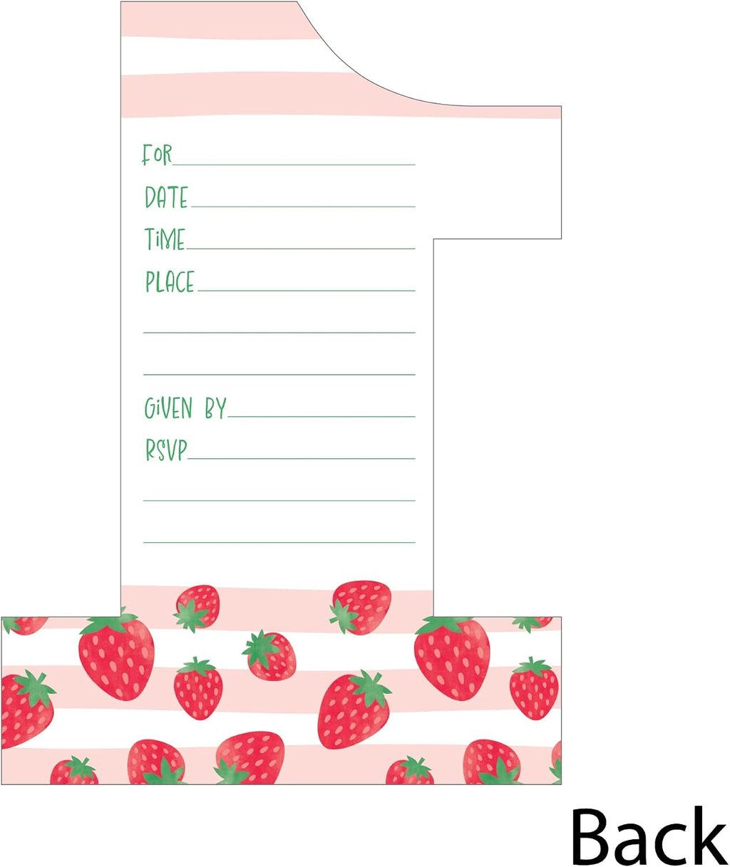 Big Dot of Happiness Berry First Birthday - Sweet Strawberry - Shaped Fill-In Invitations - Fruit 1st Birthday Party Invitation Cards with Envelopes - Set of 12