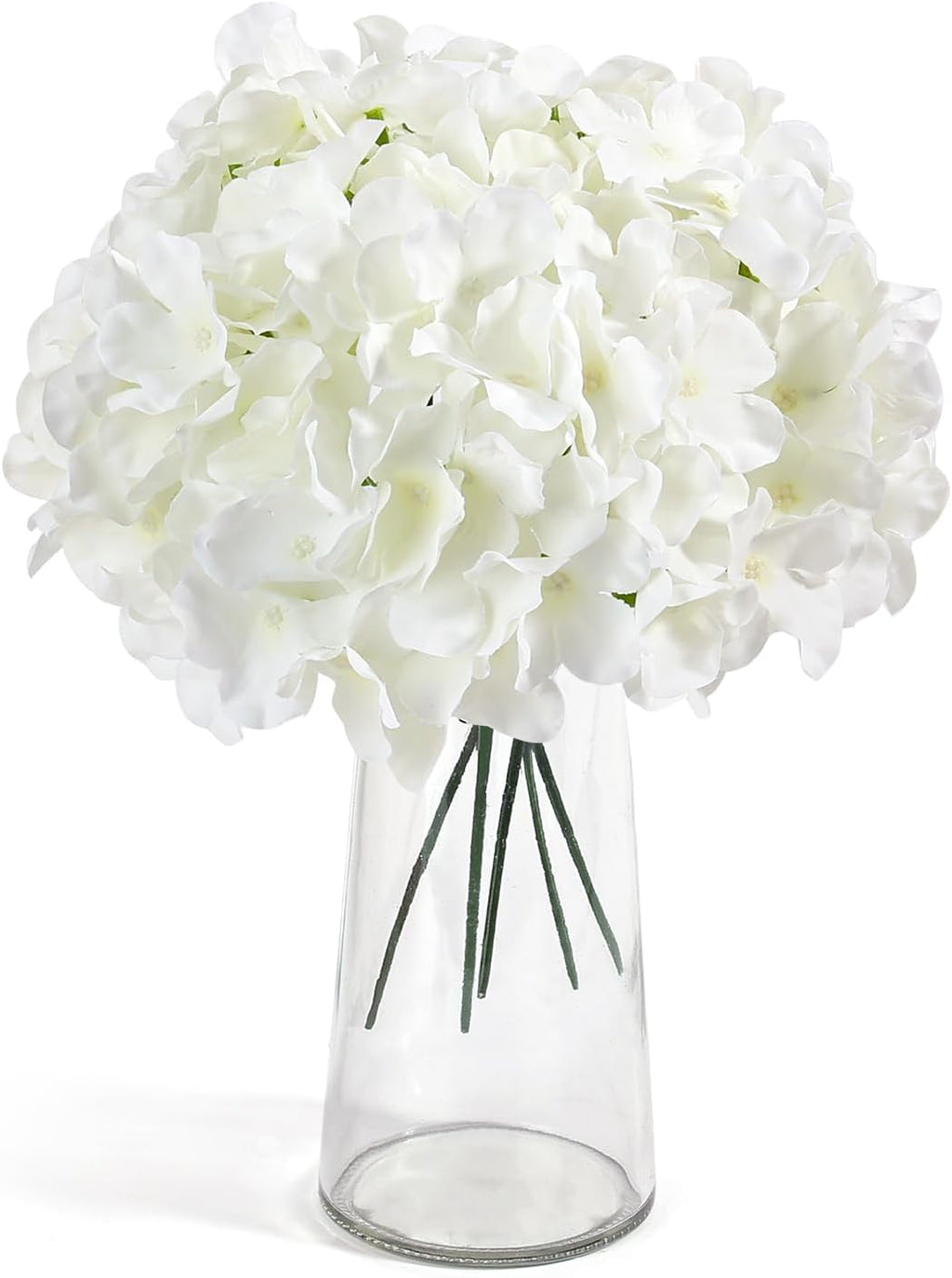 auihiay 104pcs hydrangea artificial flowers bulk, white hydrangeas showing dimensions
