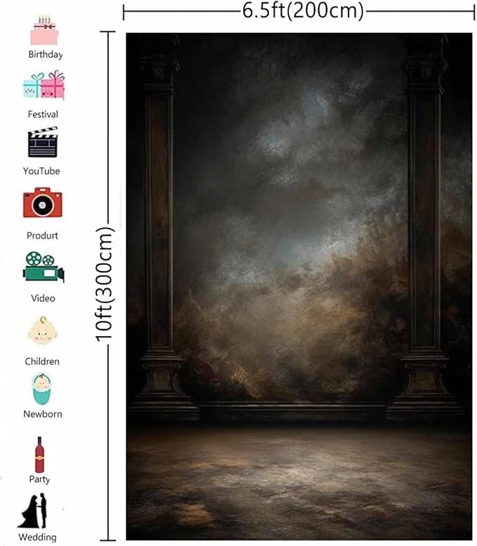 6.5x10ftDark Vintage Photography Backdrops Portrait Photo Backdrop Wedding Bridal Show Birthday Background for Studio Props