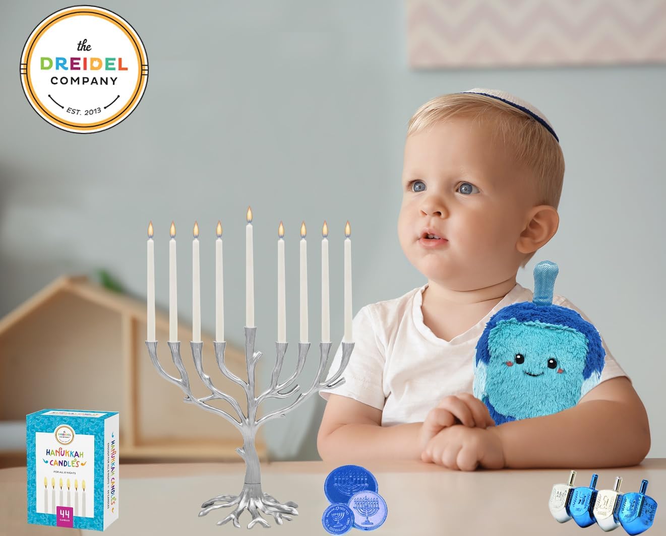 The Dreidel Company Menorah Candles Chanukah Candles 44 White Hanukkah Candles for All 8 Nights of Chanukah (Single)