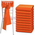 Orange Satin Chair Sashes Bows, 6 x 108 inch, 10 Pcs | Universal Chair Cover, Wedding Reception Events Banquets Party, Hotel Event Decorations