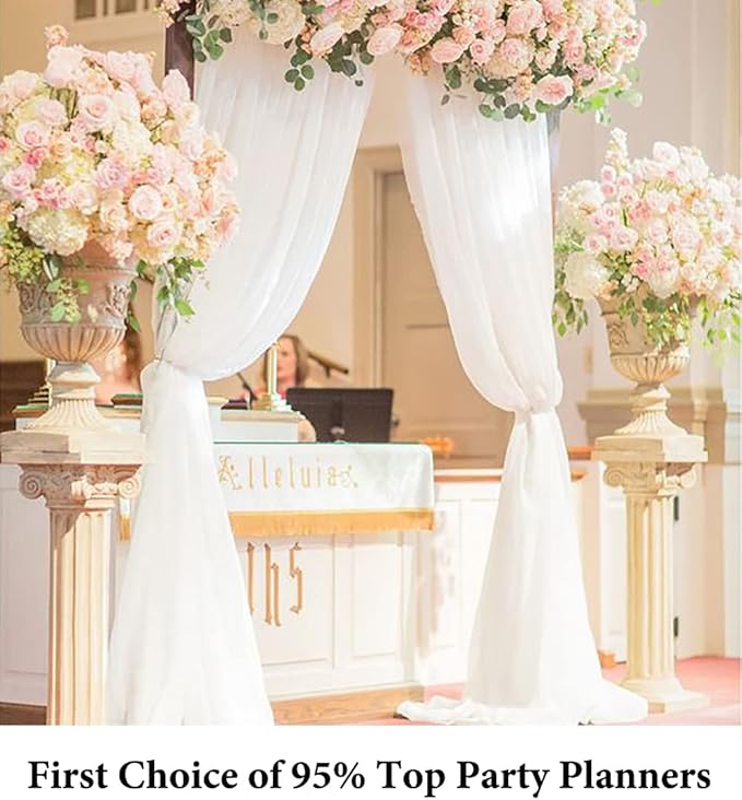 DUOBAO Chiffon Backdrop Curtain-2 Panels 29"x96" Sheer Drapes Beach Backdrops for Living Room Voile Window Curtains Rod Pocket Photography Background for Wedding Ceremony