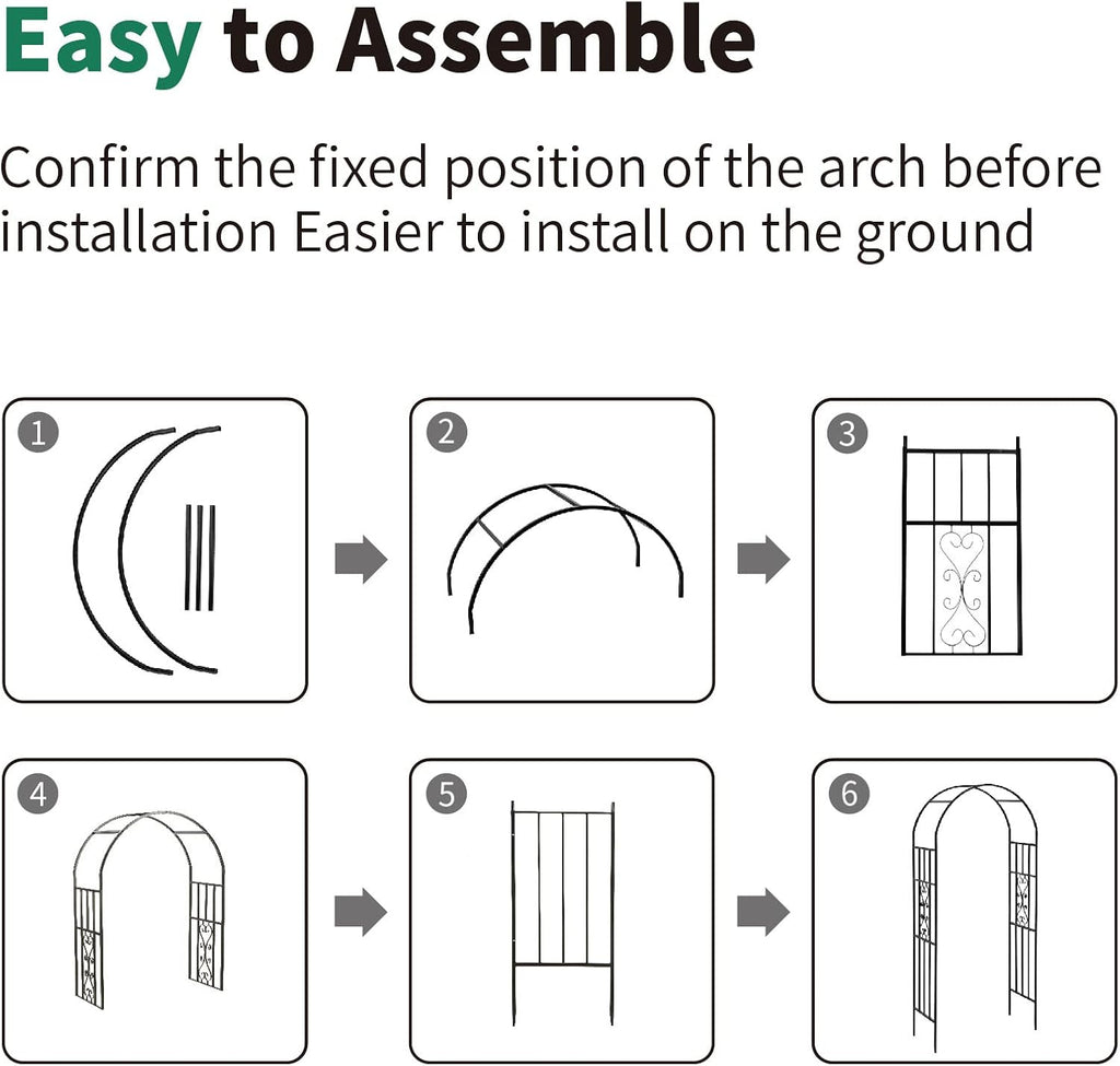 metal garden archway, 100"h x 45"w curved arbor, view 9