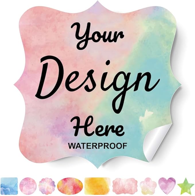 Personalized Labels - Custom Stickers With Any Design, Image, Logo, Text for Business, Thank You Labels (Fancy Frame, 1.5"x1.5", 100 Labels)