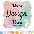 Custom Stickers - Personalized Labels with Fancy Frame, Watercolor Style, Vinyl Material, 100 Rectangular Labels (Waterproof, Outdoor Use)