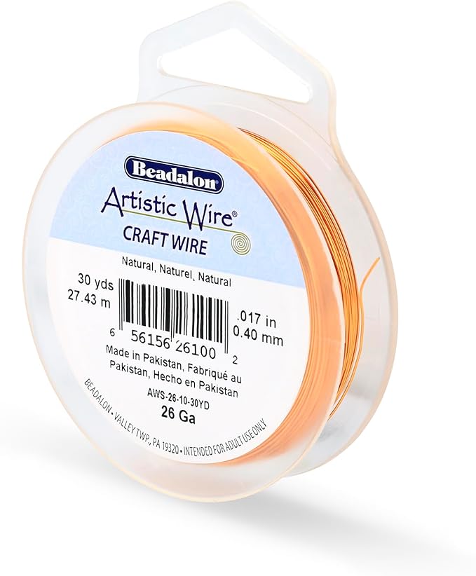 Artistic Wire, 26 Gauge Tarnish Resistant Colored Copper Craft Wire, Natural, 30 yd
