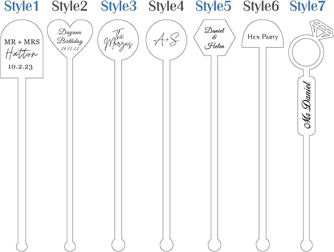 20Pcs Personalized Acrylic Stir Sticks,Custom Cocktail Swizzle Sticks Bar Drinks Mixing Rod for Coffee Whiskey Beverage,Perfect for Wedding,Birthday,Bachelorette,Bridal or Baby Shower,Corporate Event