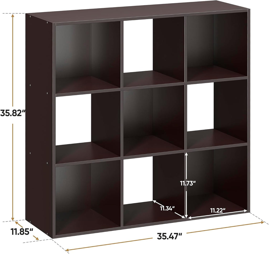 zenstyle 9 cube storage shelf organizer, wooden bookshelf, close-up detail