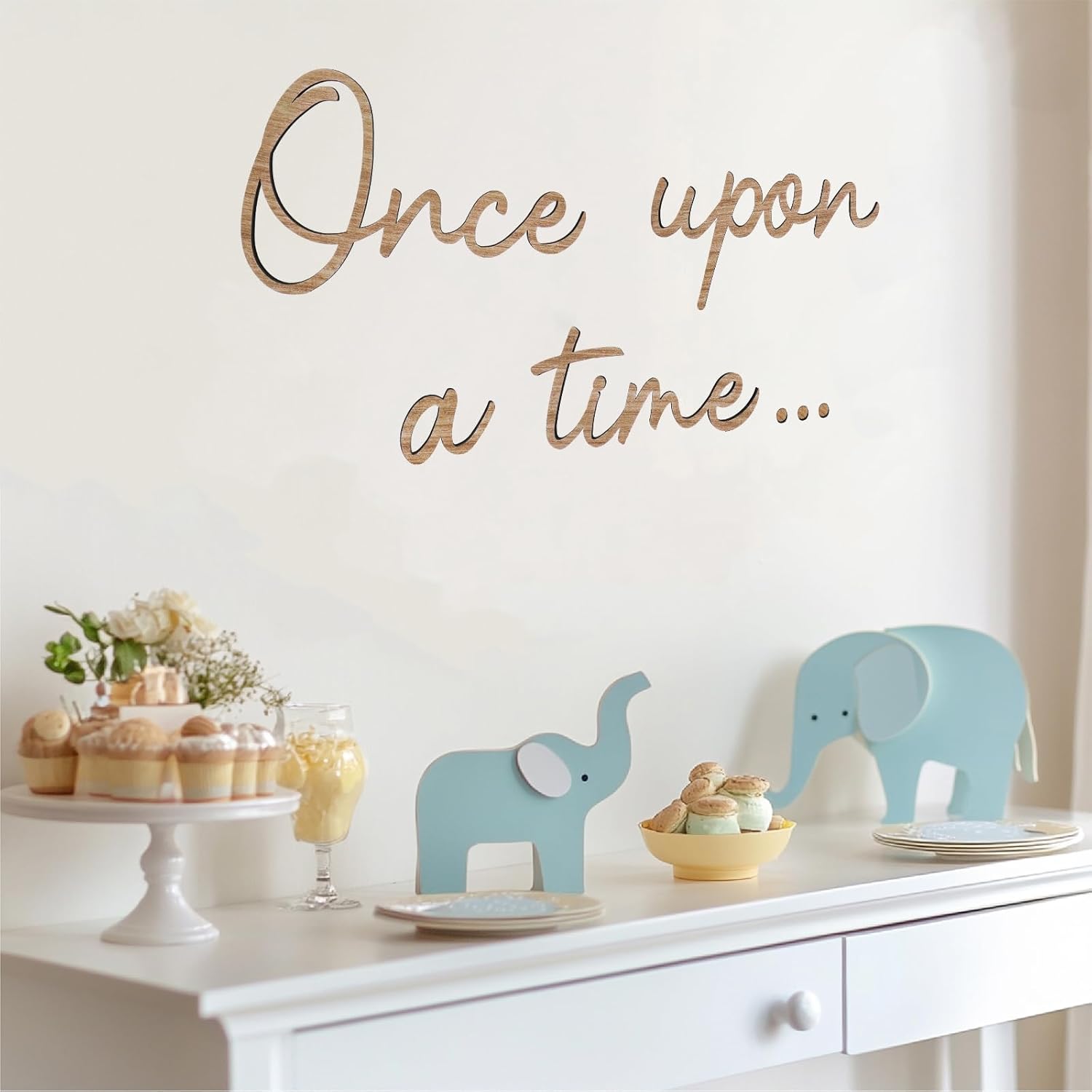 JarThenaAMCS Once Upon a Time Wooden Sign Reading Corner Sign Nursery Wall Decor for Kids Bedroom Bookshelf Home Decor Birthday DIY Decoration Baby Gift