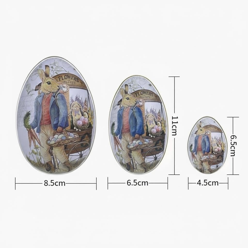 Small Easter Egg Shaped Tin - 2.5" Pocket-Sized Bunny Metal Egg, Mini Portable Pill & Trinket Case, Adorable Easter Party Favor