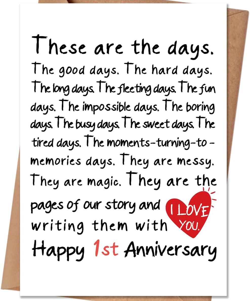 1 Year Anniversary Card Gifts for Boyfriend Girlfriend, 1st Anniversary Card Gift for Husband Wife, One Year Anniversary Cards Gifts for Men Women Him Her, First Wedding Anniversary Cards Gift Ideas